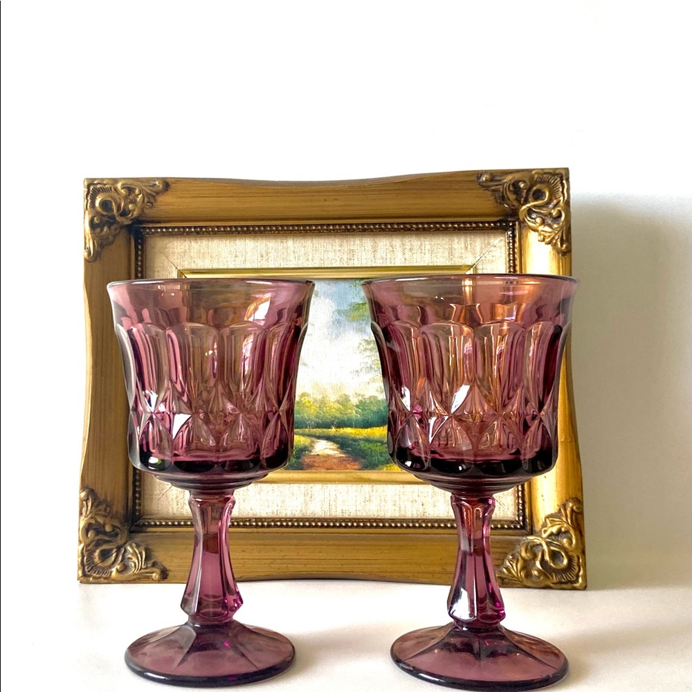 2 Noritake Amerhiest Purple Goblets